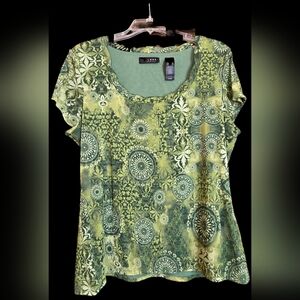 Axcess - A Liz Claiborne Company - Floral Green Women's Top
